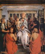 Bartolomeo Suardi The Madonna and the Nino with eight holy oil painting on canvas